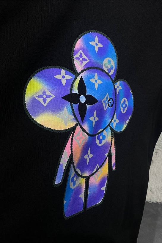 Брендовая оверсайз футболка Louis Vuitton чёрного цвета