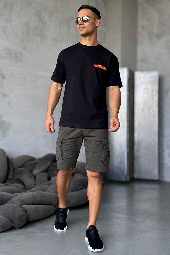Чёрная оверсайз футболка Heron Preston Collaboration