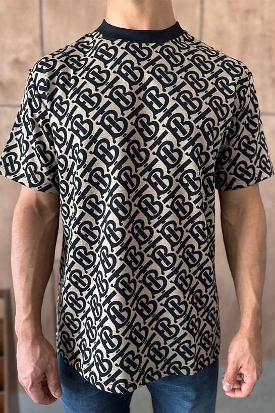 Мужская оверсайз футболка Burberry monogram-pattern - Brown
