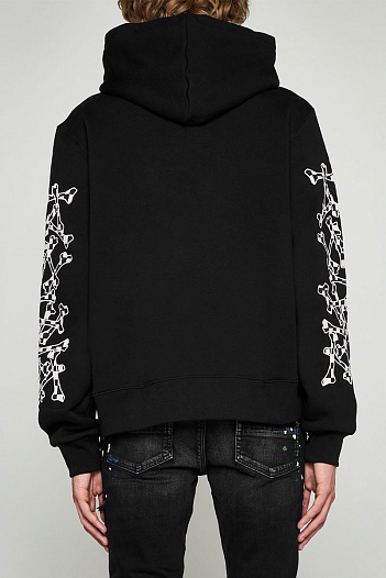 Чёрное оверсайз худи Amiri checkered-bones   