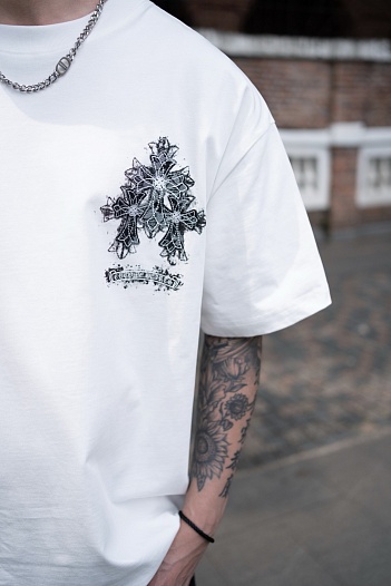Белая оверсайз футболка Chrome Hearts Premium   