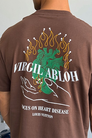 Коричневая оверсайз футболка Louis Vuitton Virgil Abloh   