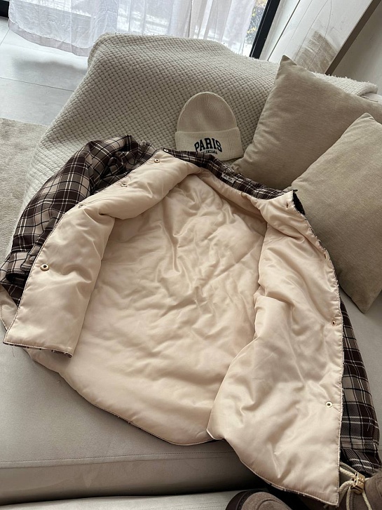 Женская утеплённая куртка в клетку MIU MIU Premium