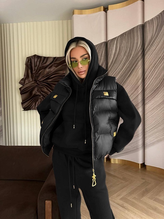 Женский костюм тройка на флисе Schiaparelli Premium - Black