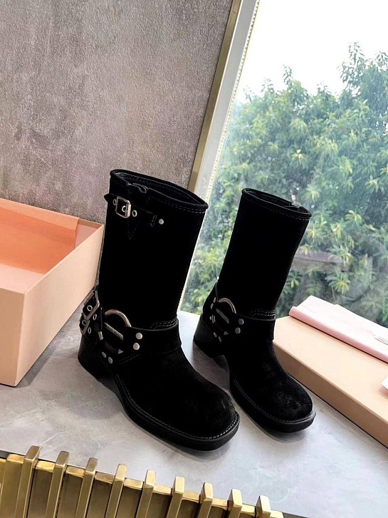 Женские замшевые сапоги MIU MIU Ankle Premium