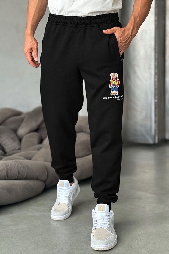 Чёрные спортивные штаны Polo Ralph Lauren "Bear"