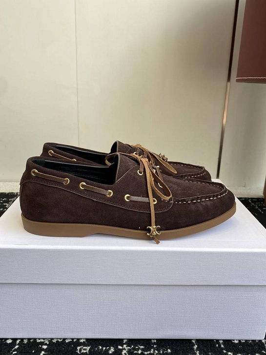 Женские замшевые лоферы Celine premium - Brown