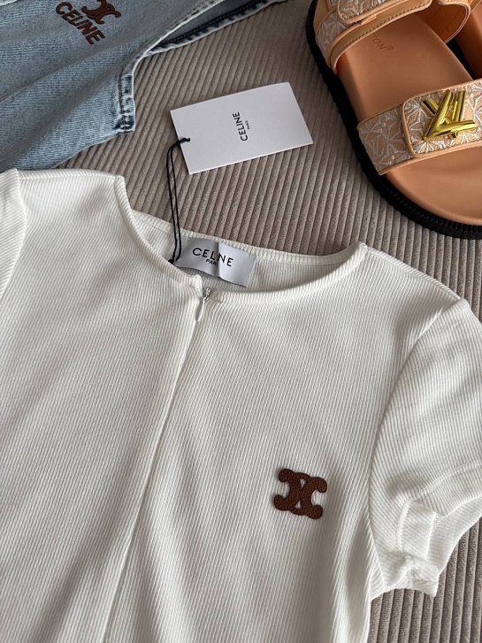 Белая женская футболка Celine premium