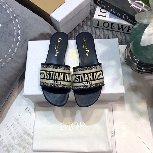 Женские кожаные шлёпанцы Dior Premium   