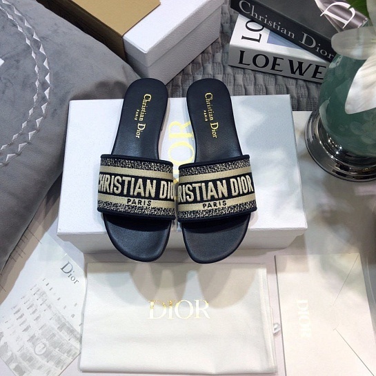 Женские кожаные шлёпанцы Dior Premium