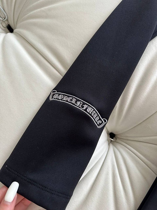 Женские утеплённые леггинсы Chrome Hearts чёрного цвета