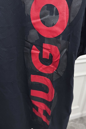 Мужская синяя футболка Hugo Boss logo-print   