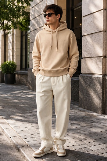 Бежевое худи Burberry Ekd Inlay 'Marks'   