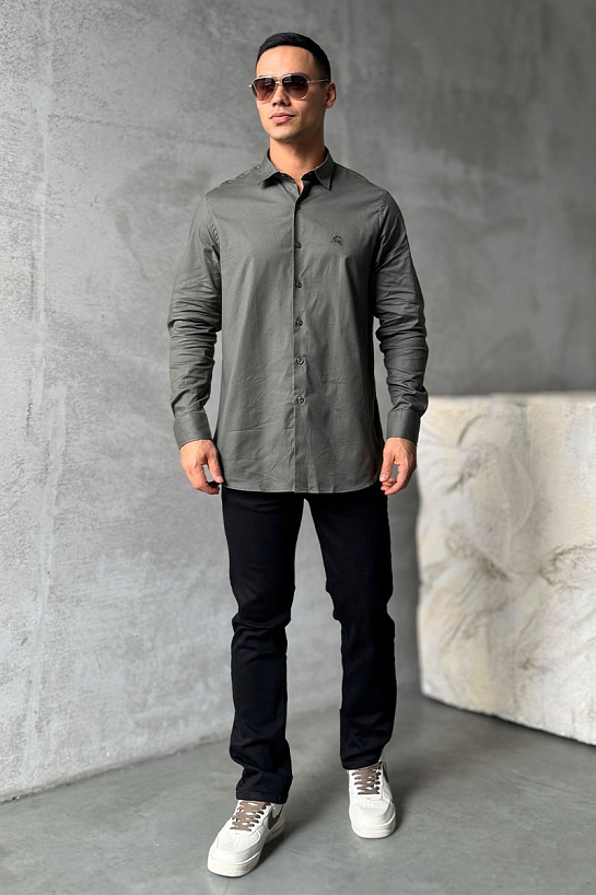 Мужская рубашка Burberry logo-embroidered - Green