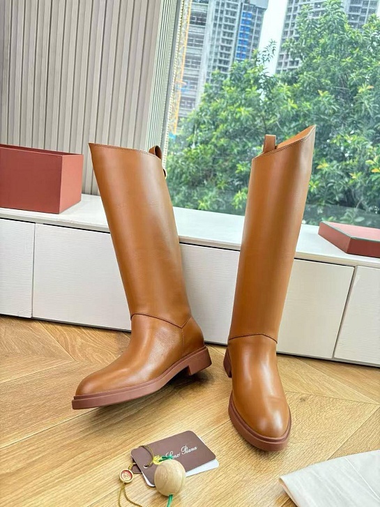 Женские кожаные сапоги Loro Piana premium - Chestnut