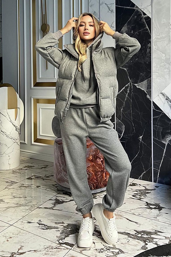 Женский серый костюм тройка Brunello Cucinelli