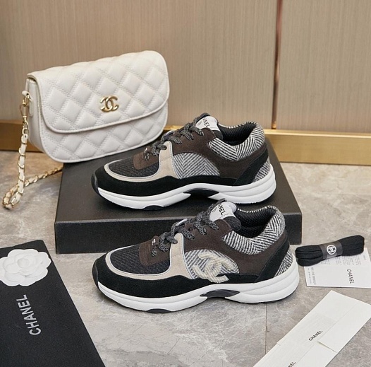 Женские замшевые кроссовки Chanel premium   