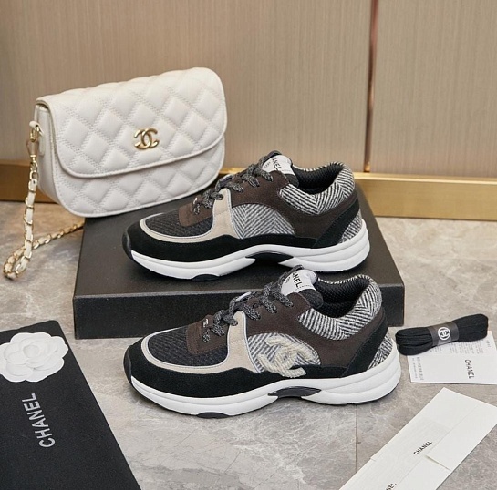 Женские замшевые кроссовки Chanel premium
