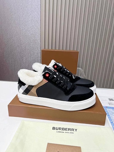 Мужские кроссовки с мехом Burberry Stevie - Black   