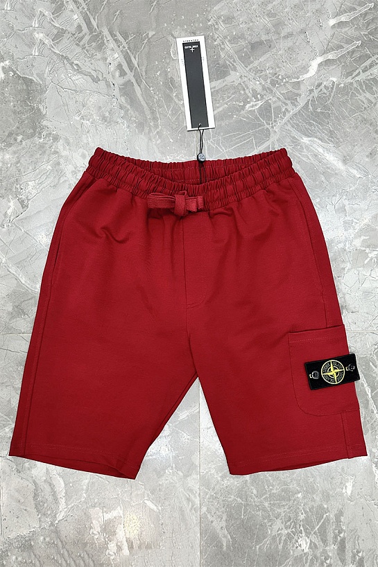 Мужские бордовые шорты Stone Island compass-patch