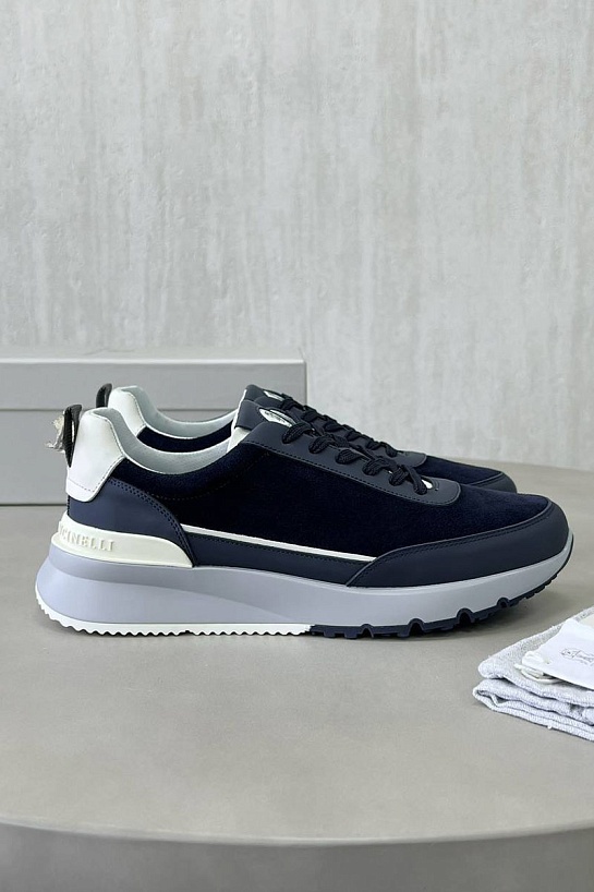 Замшевые кроссовки Brunello Cucinelli Premium - Navy