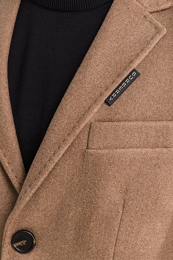 Бежевое мужское пальто Burberry logo label   