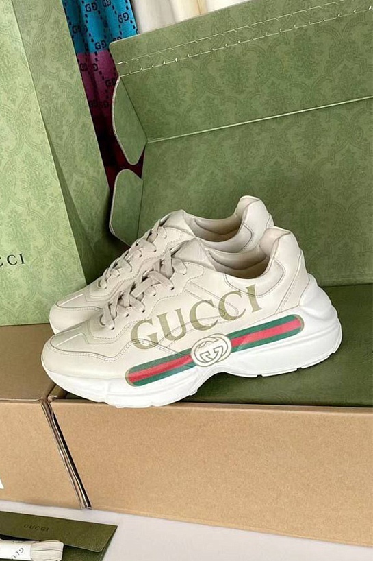 Кожаные кроссовки Gucci GG Rhyton - White