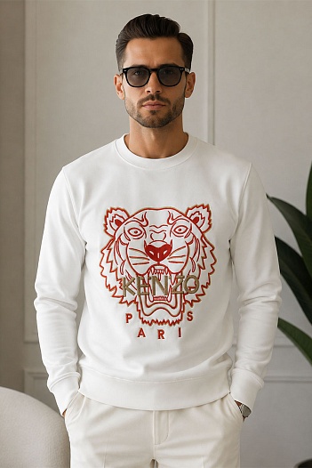 Белый мужской свитшот Kenzo Tiger Head embroidered   