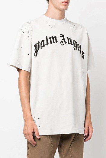 Белая оверсайз футболка Palm Angels Glittered logo   