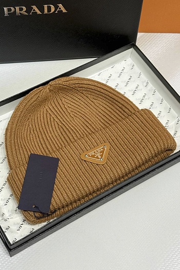 Шапка Prada logo-patch premium - Brown   