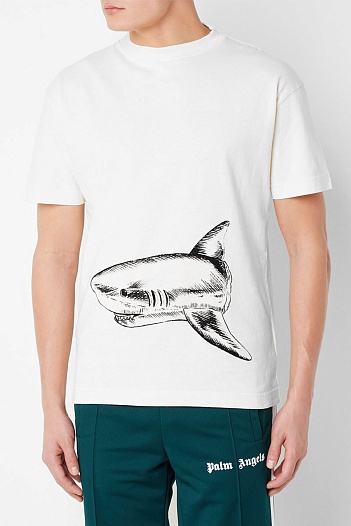 Белая футболка Palm Angels Broken Shark   