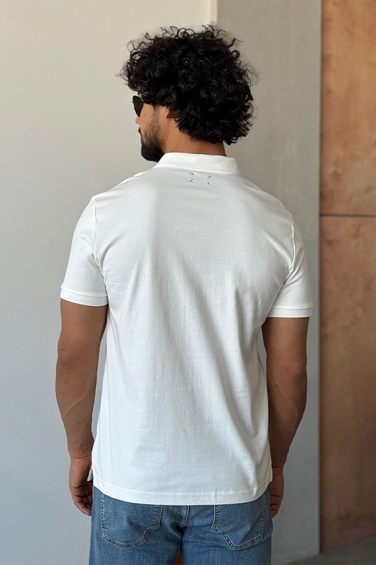 Мужское белое поло Kiton embroidered logo