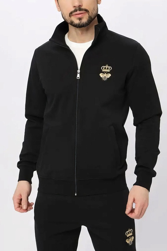 Чёрный спортивный костюм Dolce & Gabbana bee crown embroidered