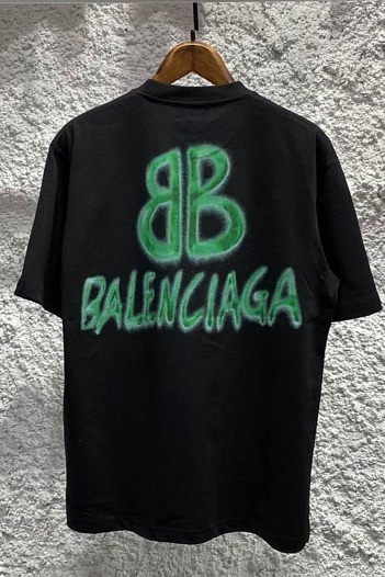 Мужская чёрная футболка Balenciaga graffiti-logo   