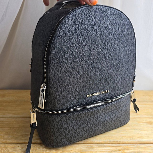 Кожаный чёрный рюкзак Michael Kors 32x27 см   