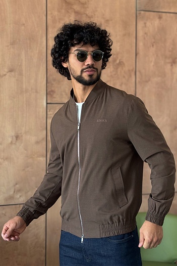 Мужской бомбер Zegna коричневого цвета   