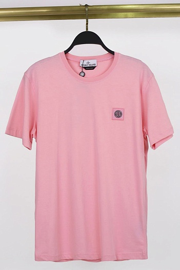 Мужская футболка розового цвета Stone Island compass badge   