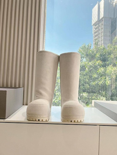 Женские ботинки Balenciaga Alaska Fur High Boot premium - White   