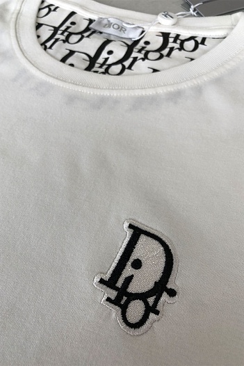 Белая мужская футболка Dior embroidered logo   