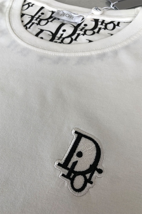 Белая мужская футболка Dior embroidered logo