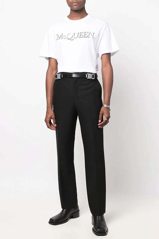 Белая оверсайз футболка Alexander McQueen embroidered logo