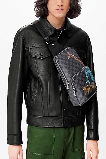 Кожаная сумка Avenue Sling Damier Graphite 21x31x9 см   