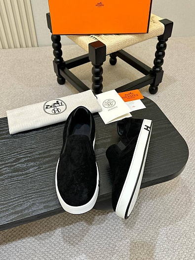 Мужские замшевые слипоны Hermes Kiddy - Black   