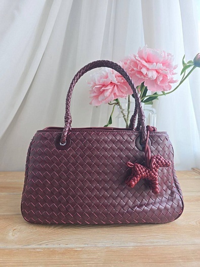 Кожаная сумка Bottega Veneta Basket 30x20 см - Burgundy   