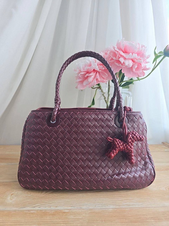 Кожаная сумка Bottega Veneta Basket 30x20 см - Burgundy