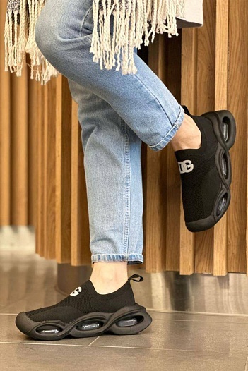 Женские чёрные кроссовки Dolce&Gabbana Wave low-top   