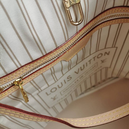 Женская кожаная сумка Louis Vuitton Neverfull MM Damier Azur 33x30 см