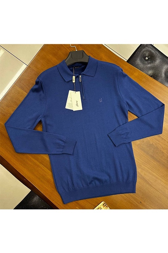 Поло с длинным рукавом Brioni zip-neck - Blue