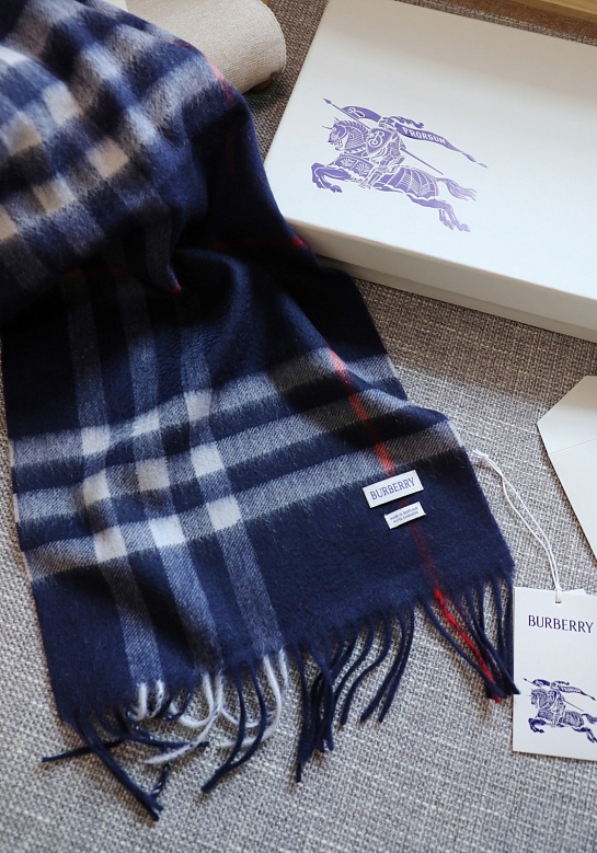 Шарф Burberry two-tone Check premium 168x30 см - Navy