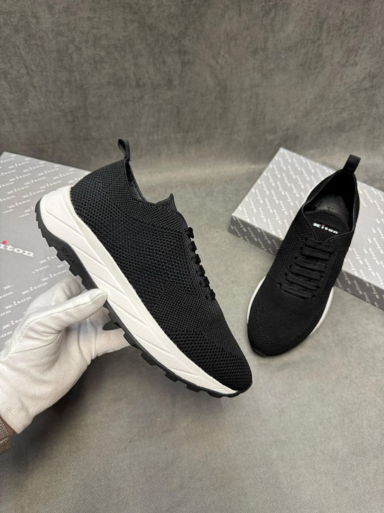 Текстильные кроссовки Kiton patterned-jacquard - Black